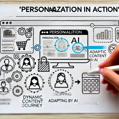 DALL·E 2024-08-15 23.32.40 - Create an image showcasing Personalization in Action. The image should depict a personalized customer journey, such as a user interface that adapts 